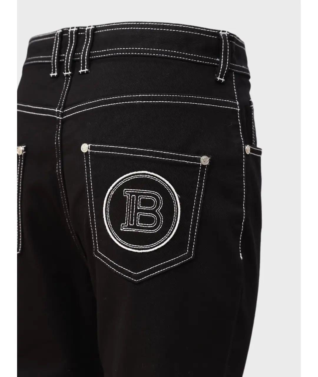 BALMAIN Черные хлопко-эластановые прямые джинсы, фото 6