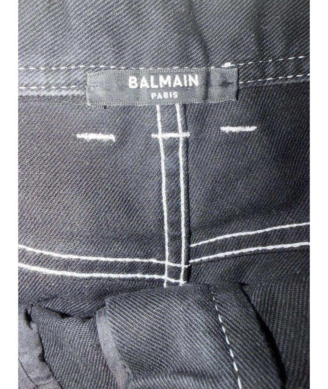 BALMAIN Черные хлопко-эластановые прямые джинсы, фото 3