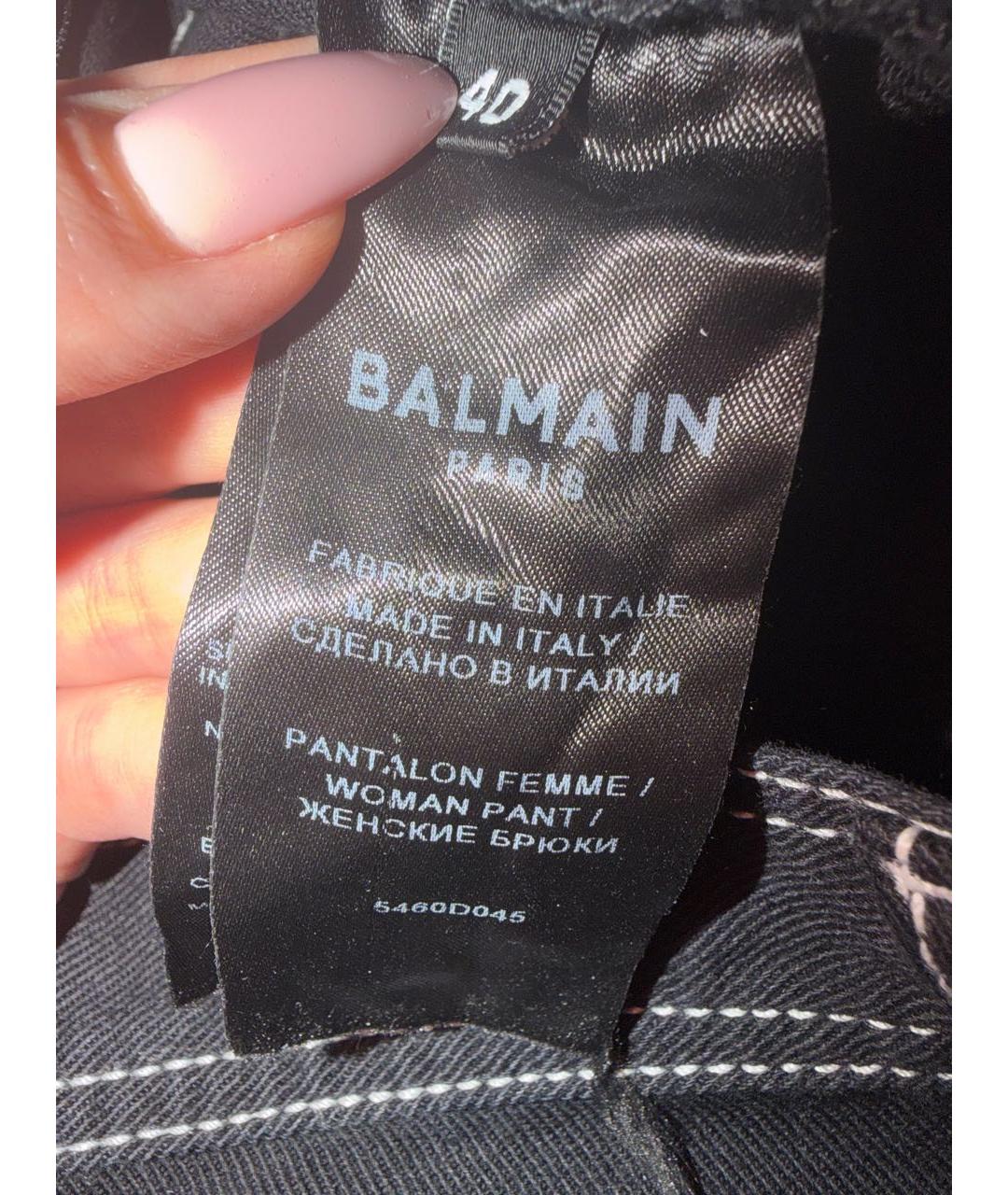 BALMAIN Черные хлопко-эластановые прямые джинсы, фото 5