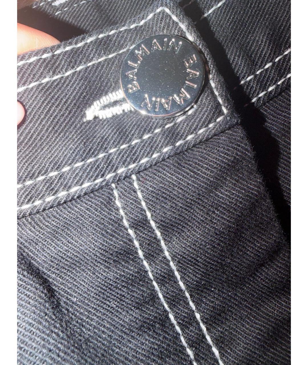 BALMAIN Черные хлопко-эластановые прямые джинсы, фото 4