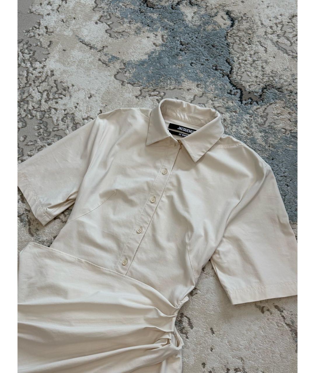 JACQUEMUS Бежевое хлопковое повседневное платье, фото 5