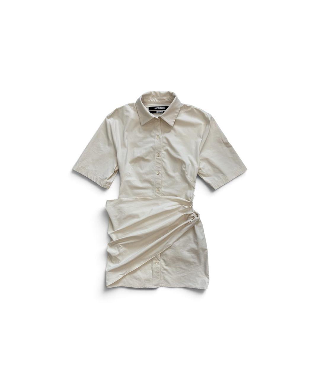 JACQUEMUS Бежевое хлопковое повседневное платье, фото 9