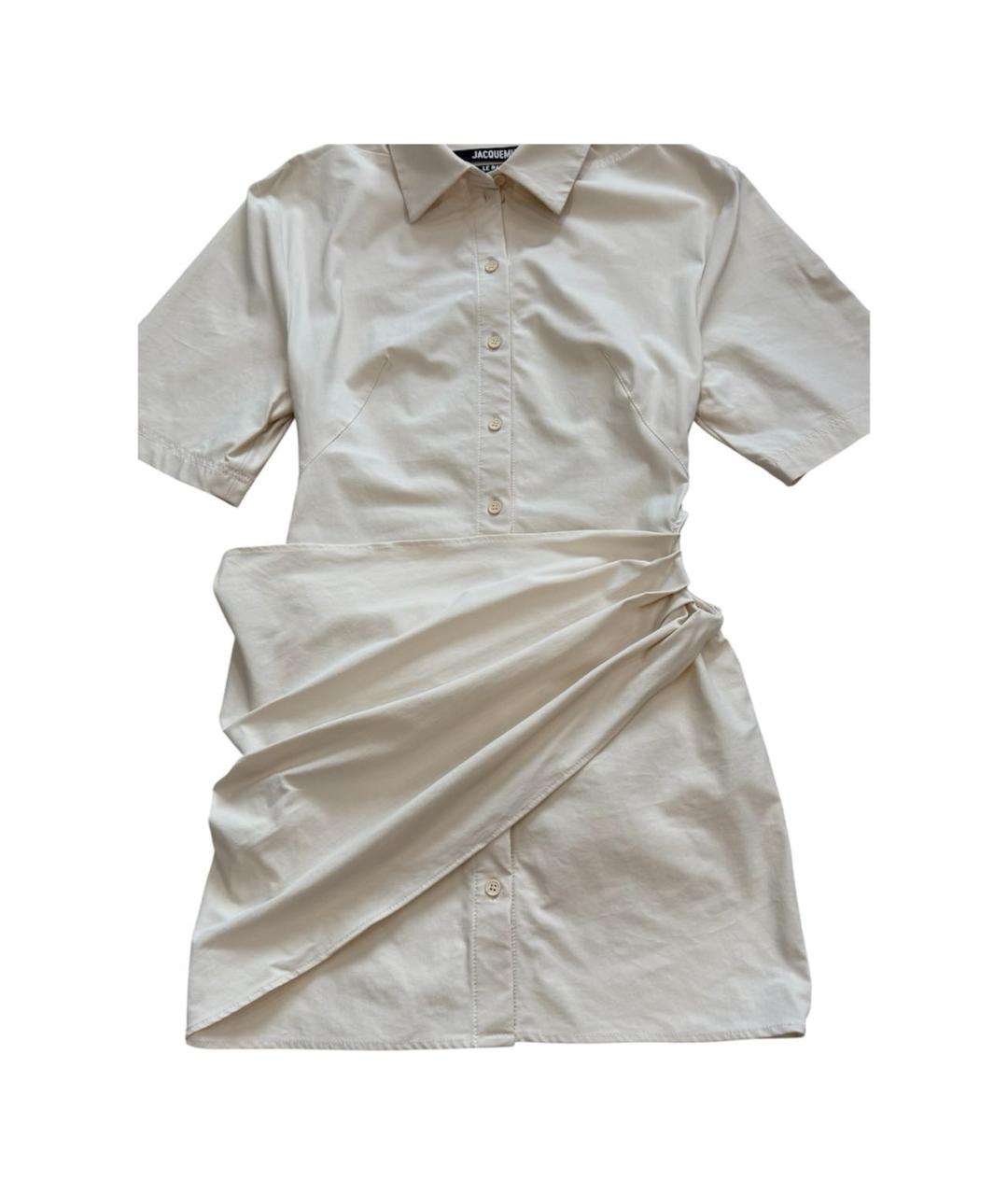 JACQUEMUS Бежевое хлопковое повседневное платье, фото 4
