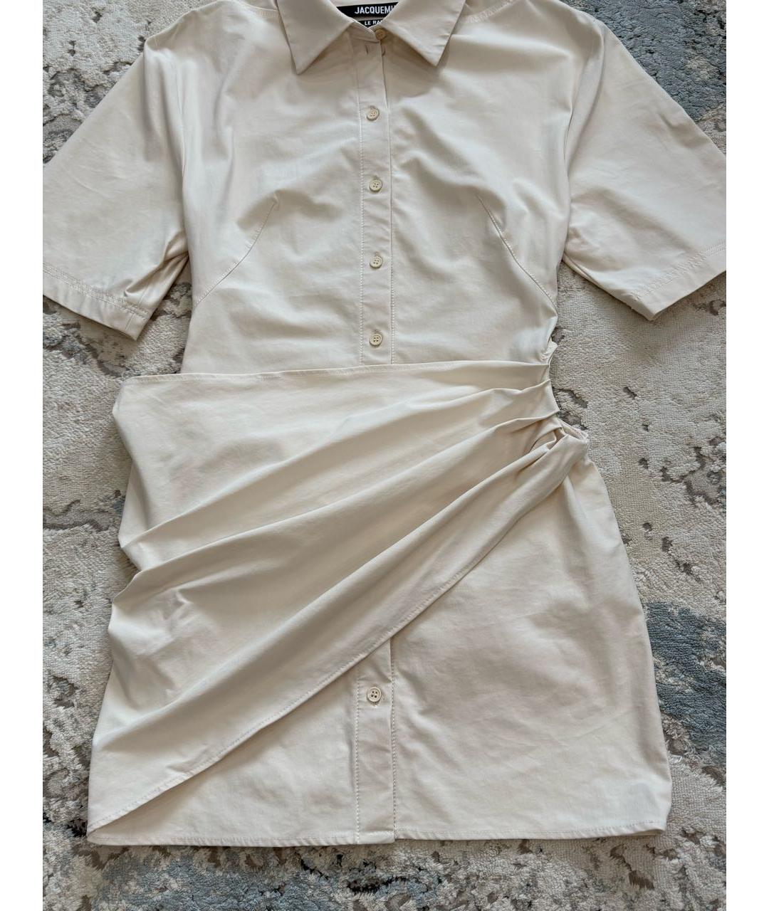 JACQUEMUS Бежевое хлопковое повседневное платье, фото 6