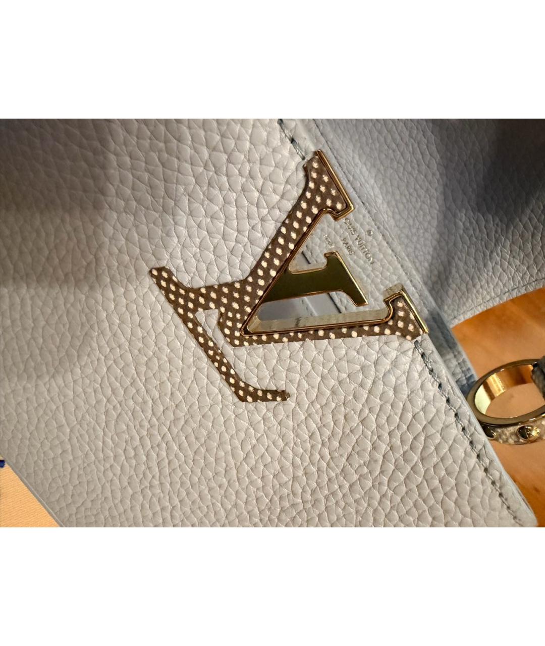 LOUIS VUITTON Голубая кожаная сумка с короткими ручками, фото 6