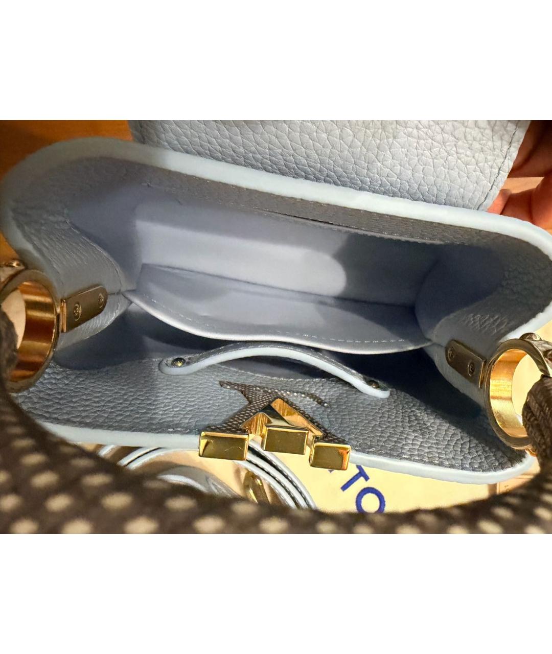 LOUIS VUITTON Голубая кожаная сумка с короткими ручками, фото 4