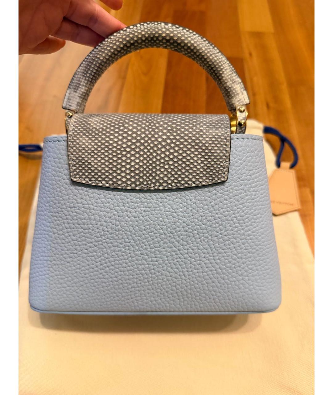 LOUIS VUITTON Голубая кожаная сумка с короткими ручками, фото 3