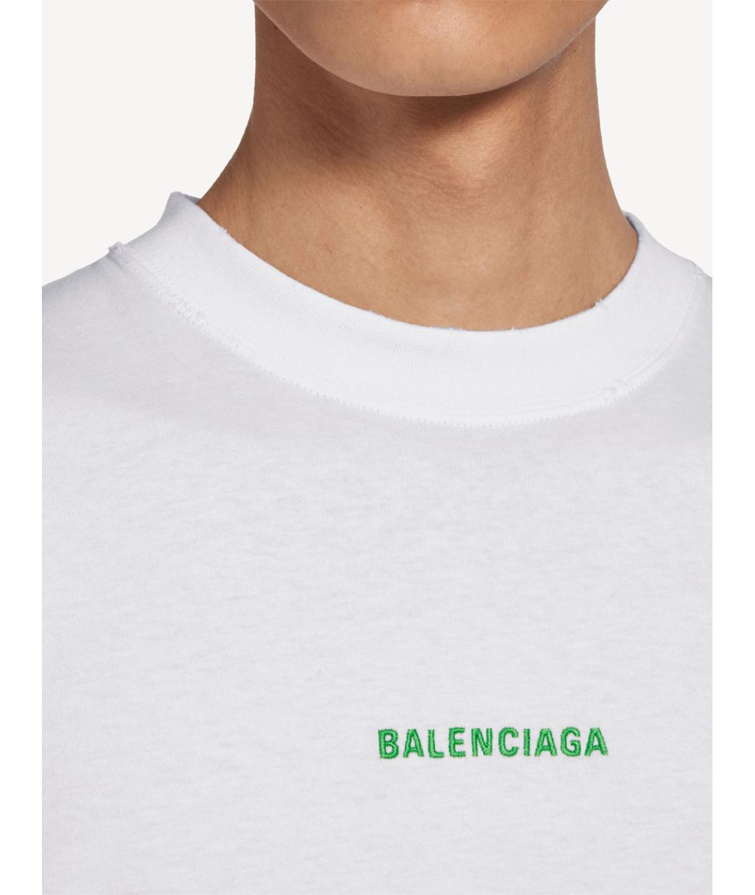 BALENCIAGA Белая хлопковая футболка, фото 6