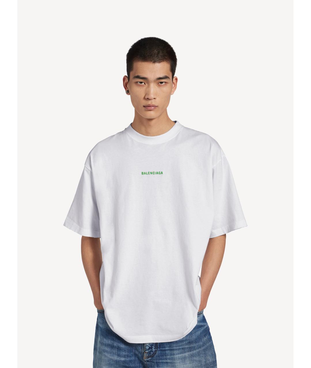 BALENCIAGA Белая хлопковая футболка, фото 2