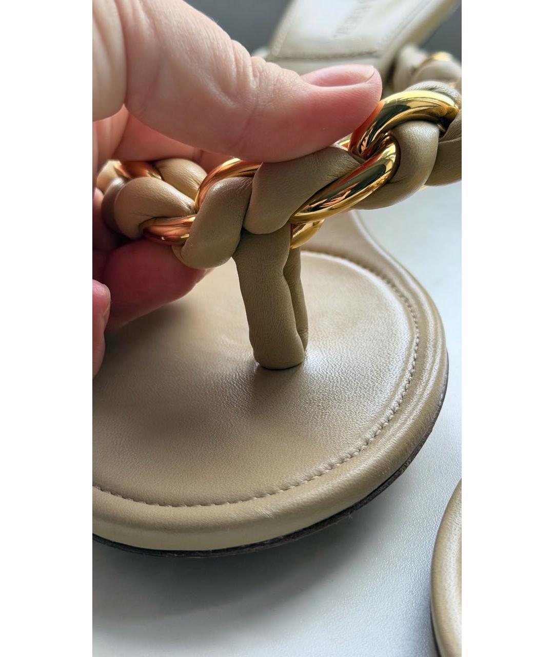 BOTTEGA VENETA Бежевые кожаные мюли, фото 7