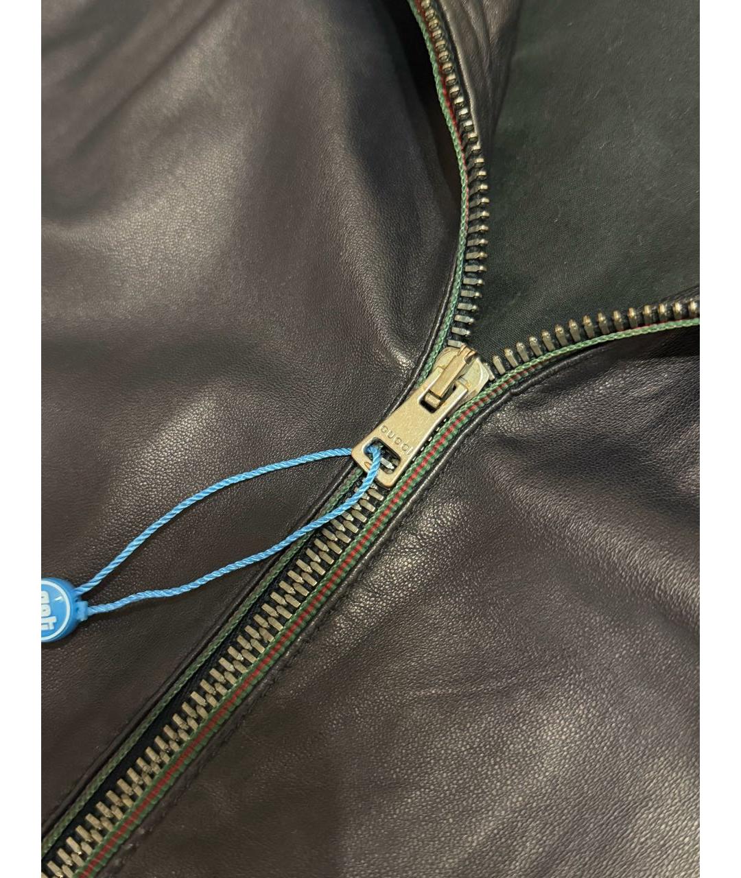 GUCCI Темно-синяя кожаная куртка, фото 4