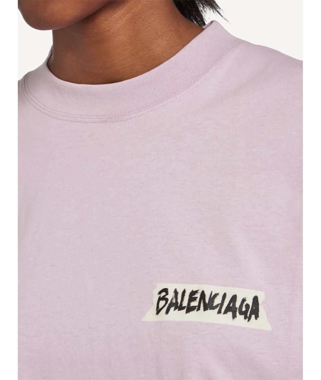 BALENCIAGA Розовая хлопковая футболка, фото 5