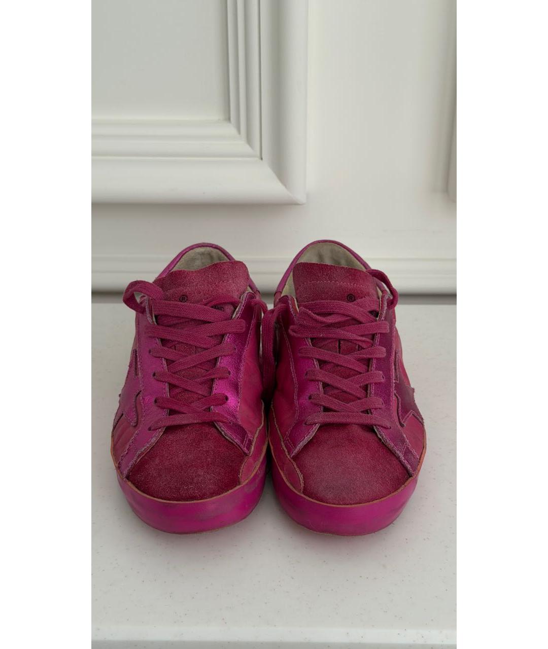 GOLDEN GOOSE Фуксия кожаные кеды, фото 2