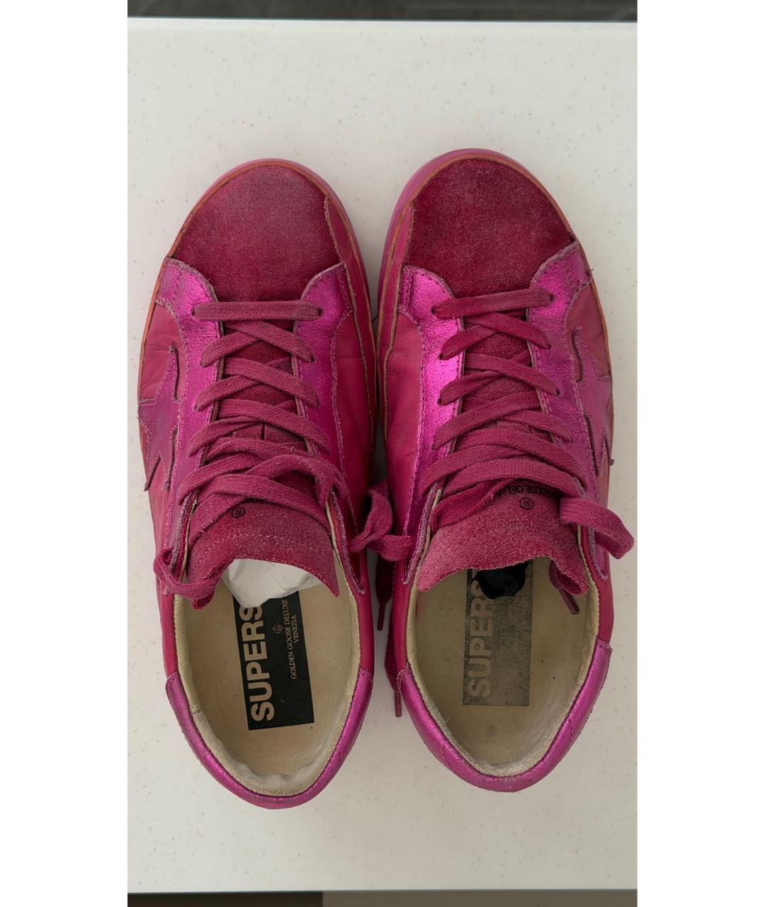 GOLDEN GOOSE Фуксия кожаные кеды, фото 3