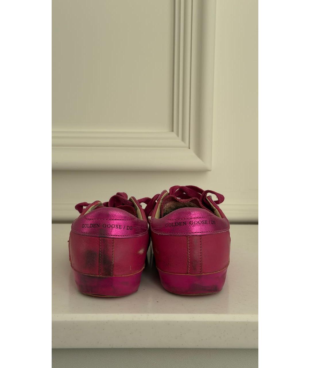 GOLDEN GOOSE Фуксия кожаные кеды, фото 4