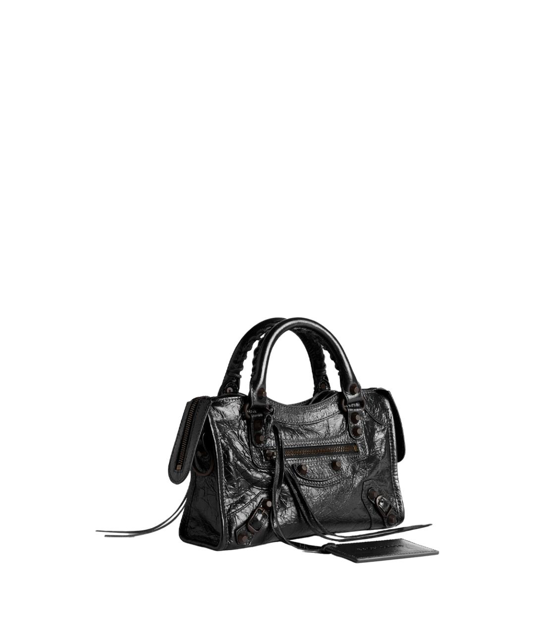 BALENCIAGA Черная кожаная сумка с короткими ручками, фото 3