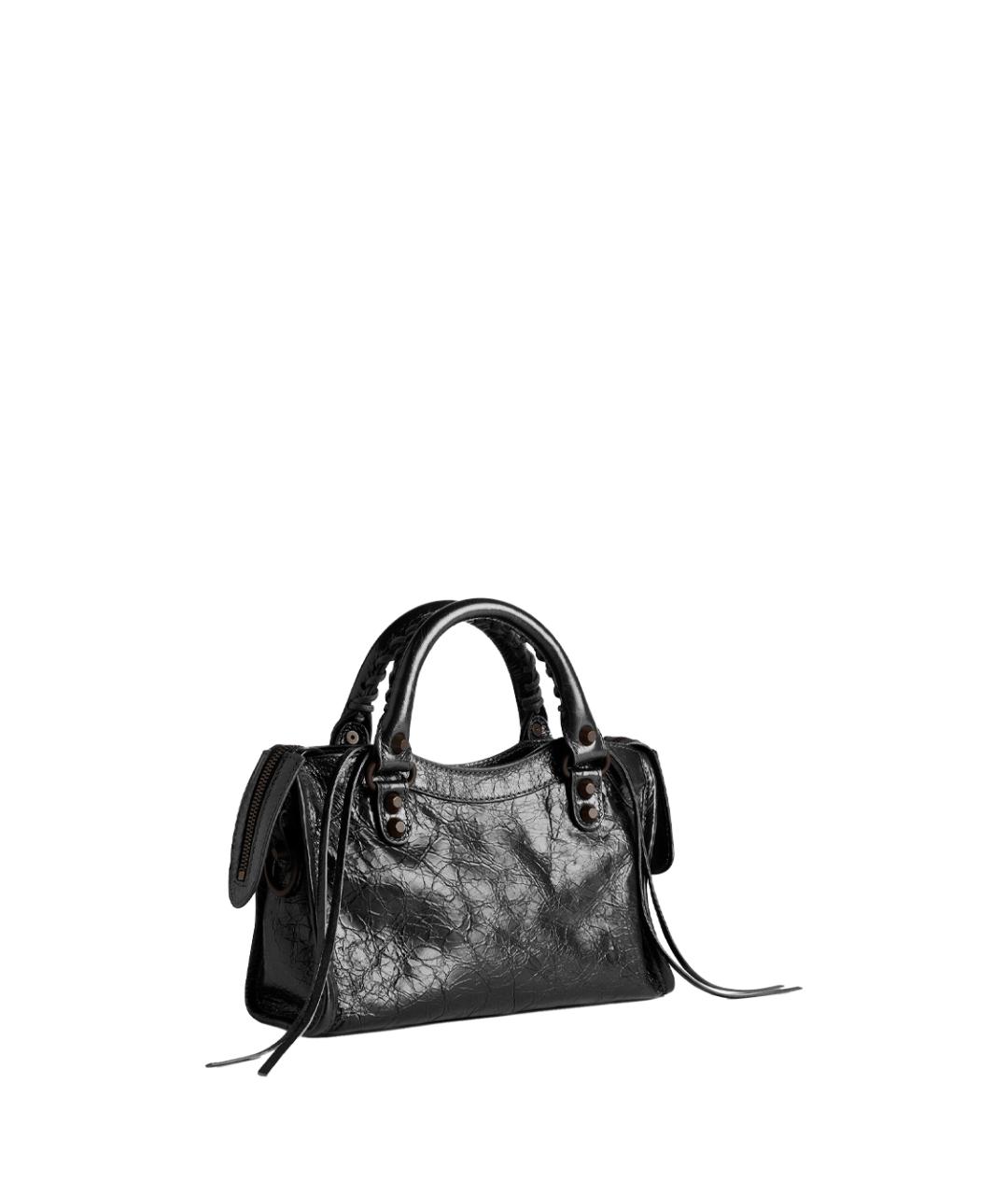 BALENCIAGA Черная кожаная сумка с короткими ручками, фото 4
