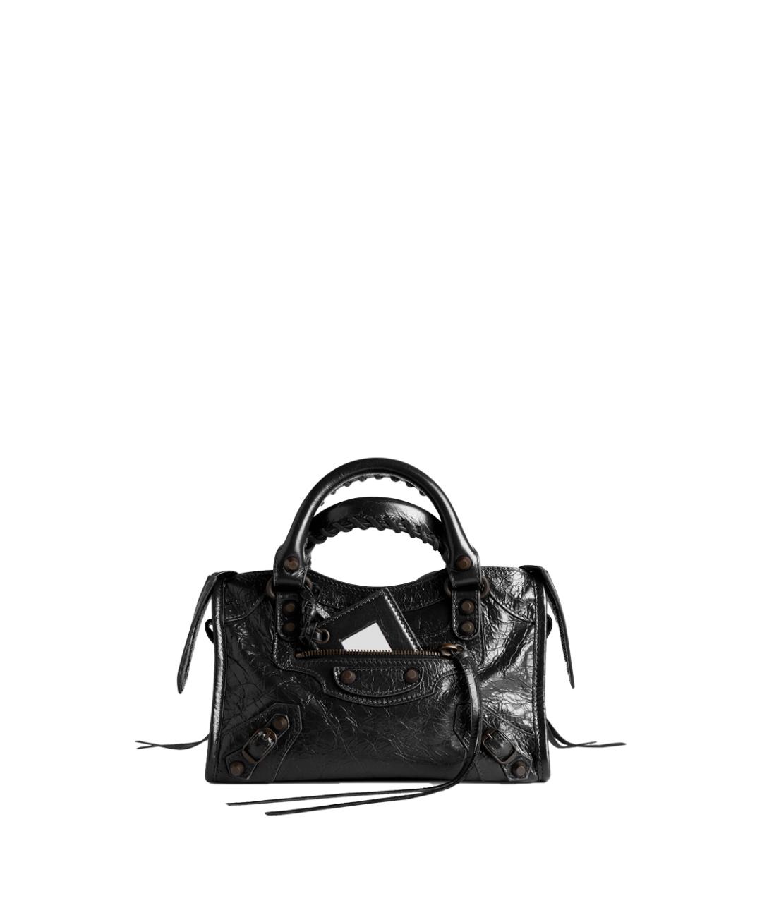 BALENCIAGA Черная кожаная сумка с короткими ручками, фото 1