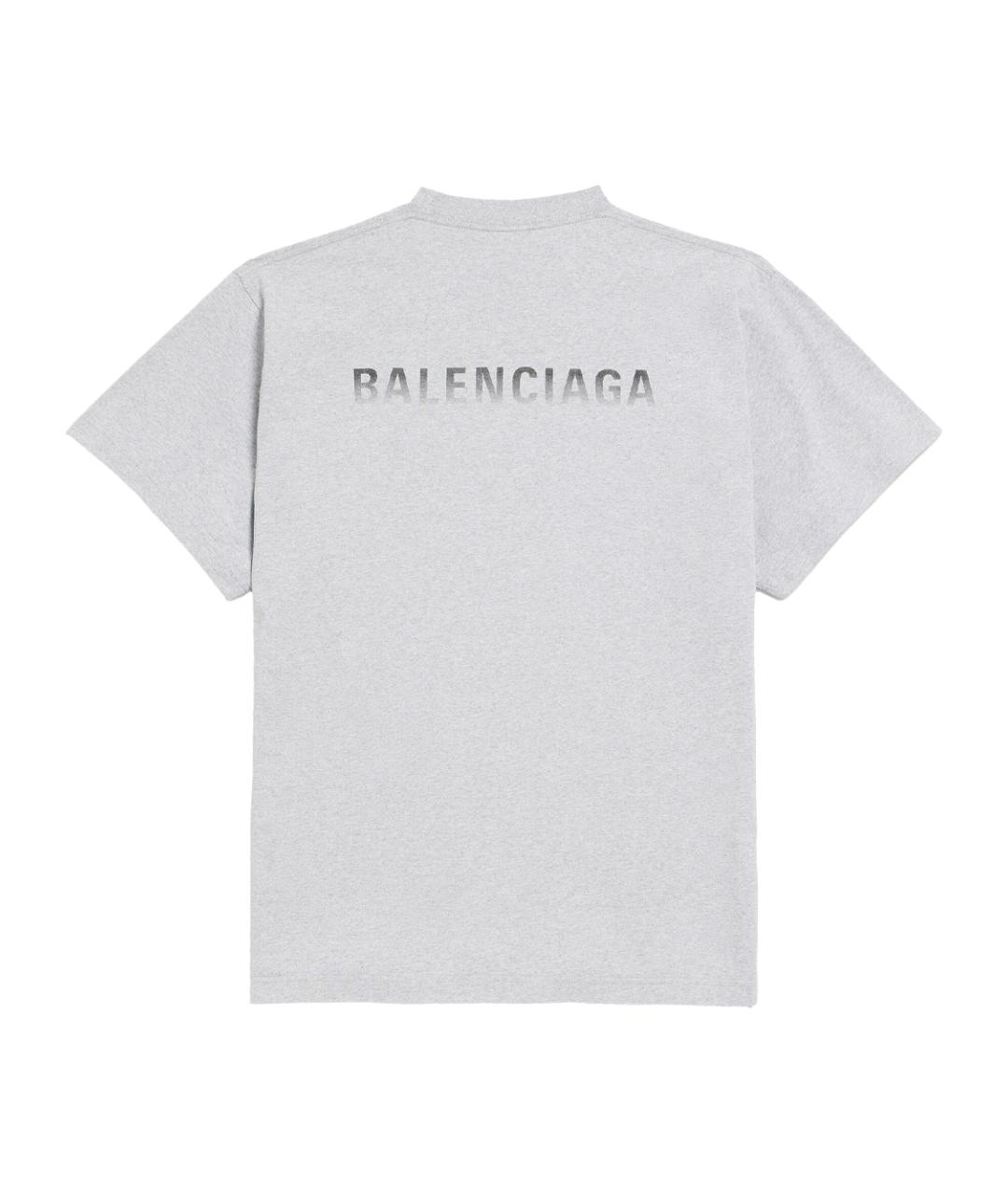 BALENCIAGA Серая хлопковая футболка, фото 2