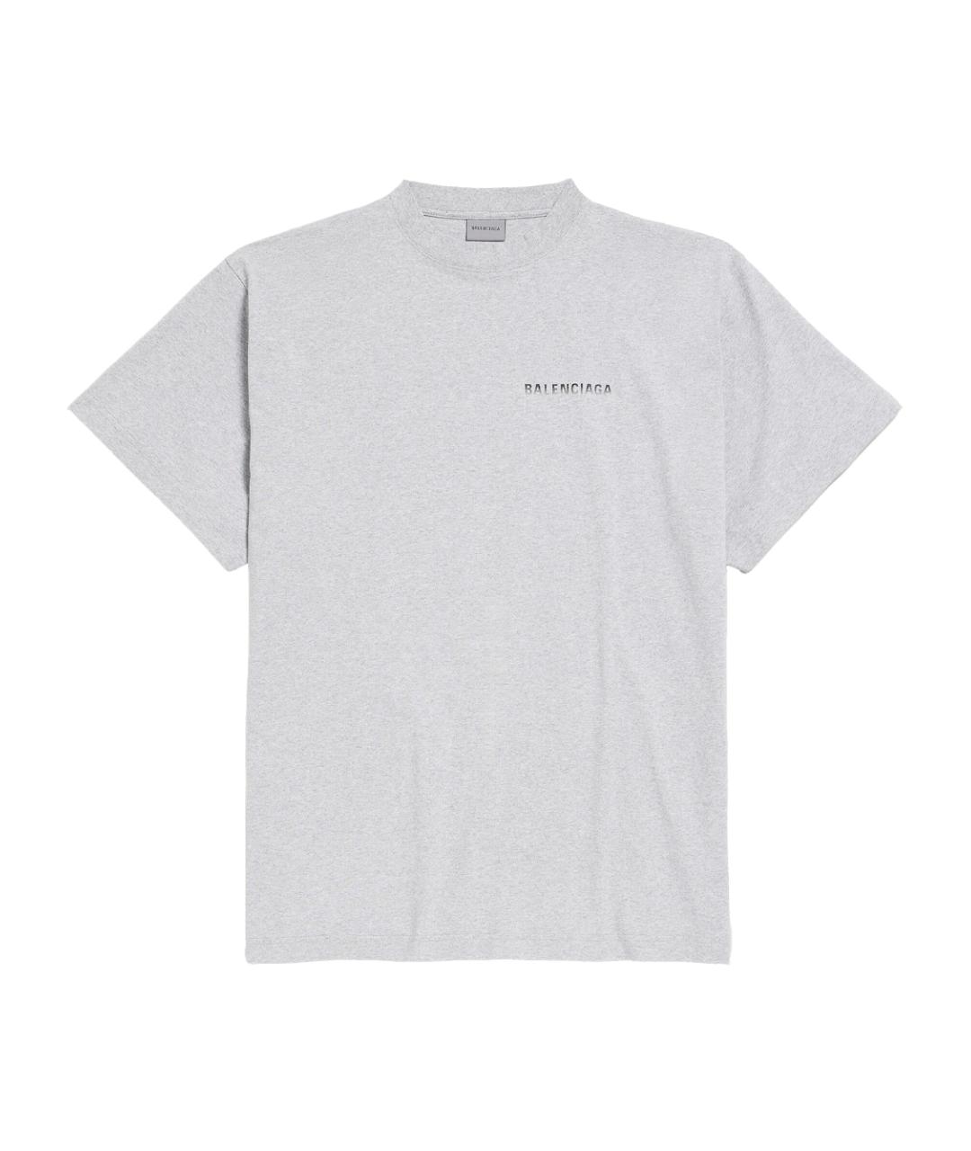 BALENCIAGA Серая хлопковая футболка, фото 1