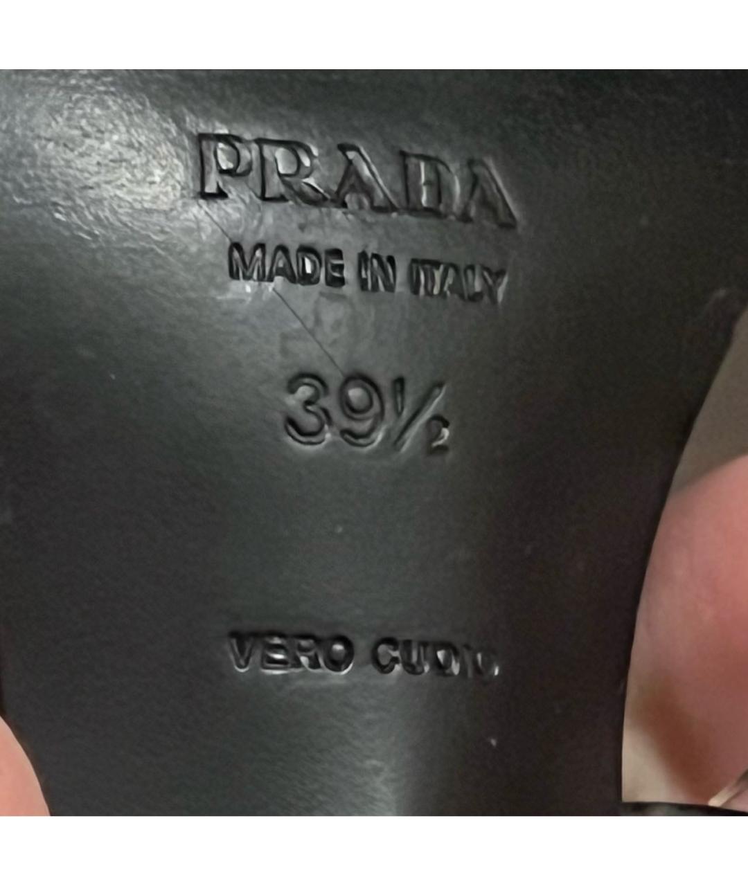 PRADA Черные кожаные босоножки, фото 5