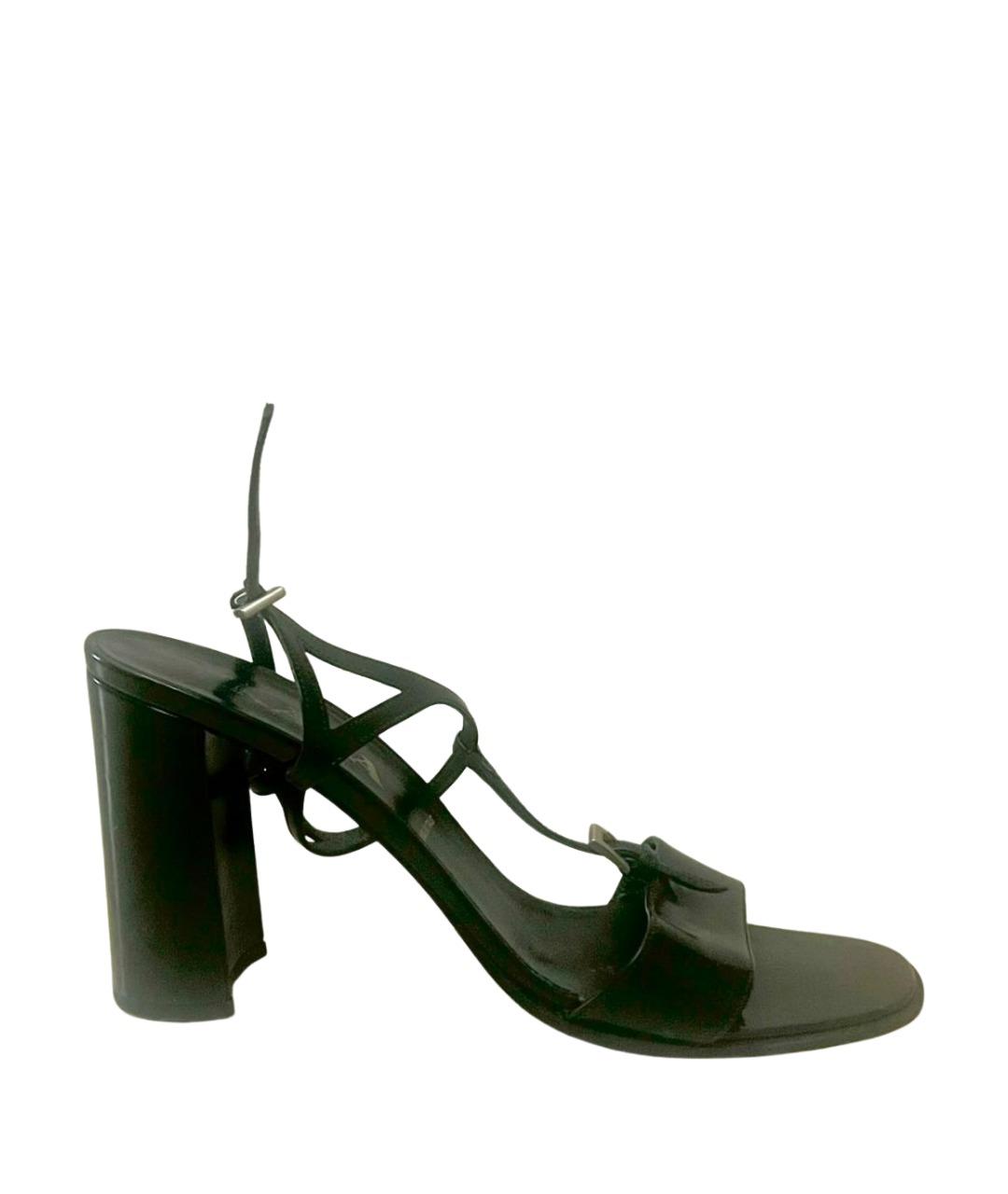 PRADA Черные кожаные босоножки, фото 1