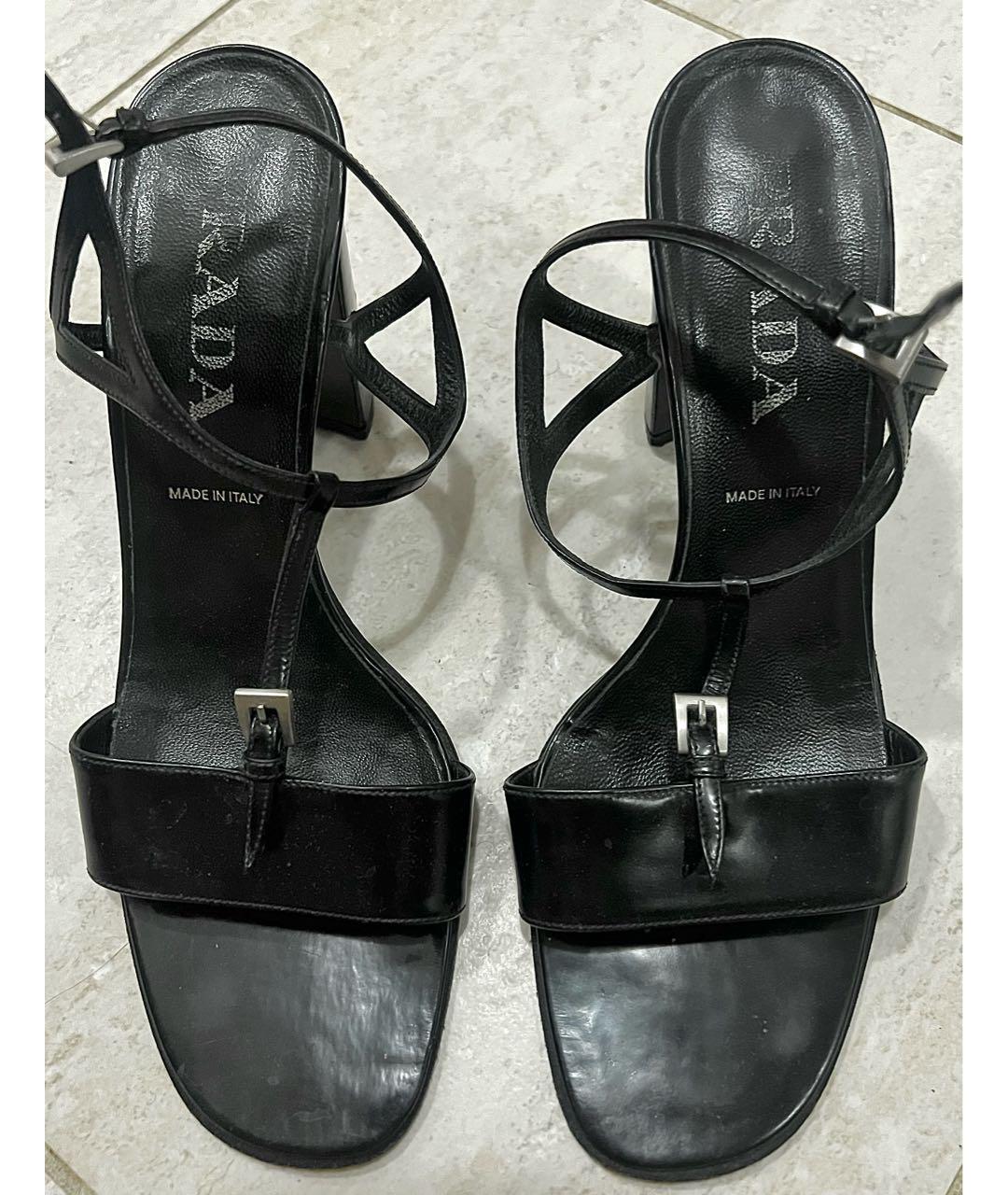 PRADA Черные кожаные босоножки, фото 3