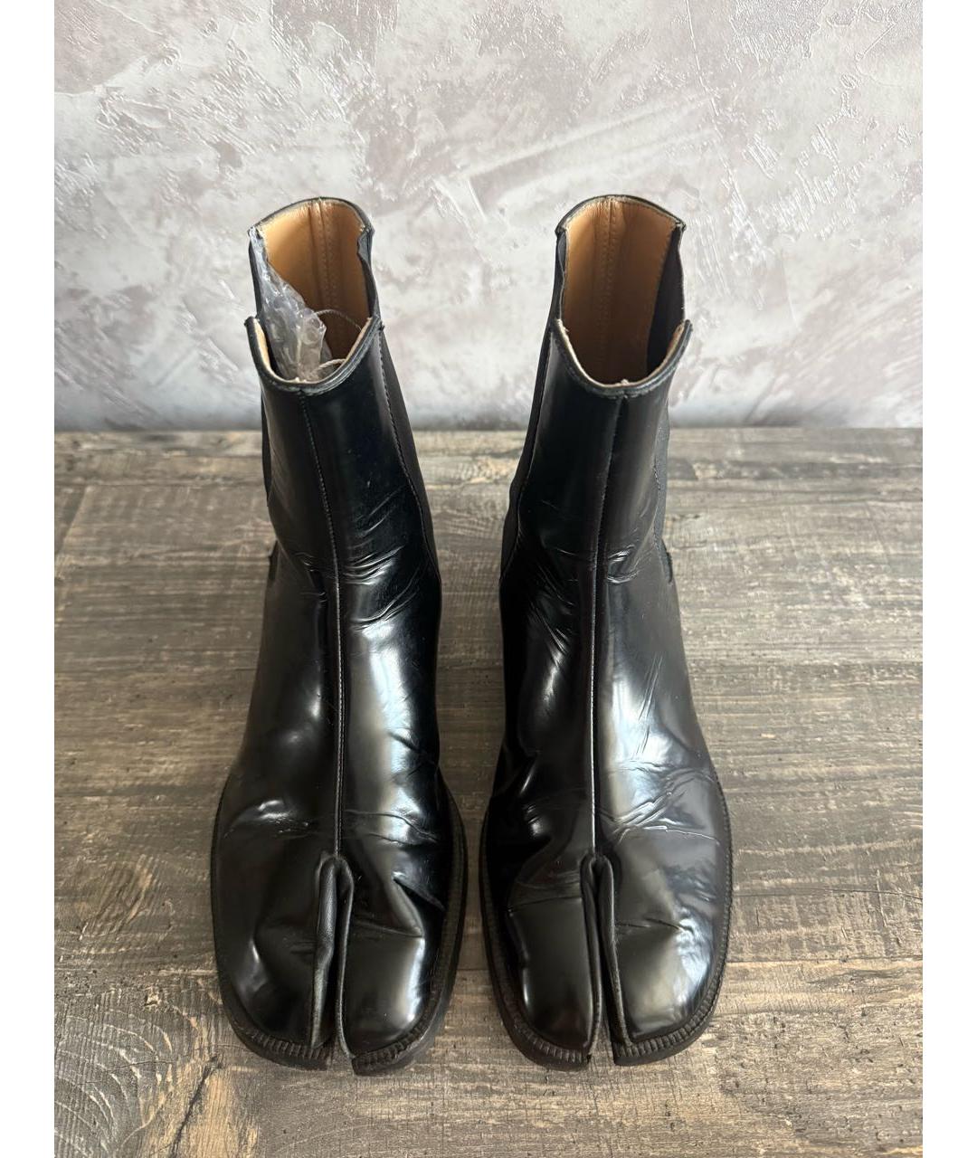MAISON MARGIELA Черные кожаные ботинки, фото 2