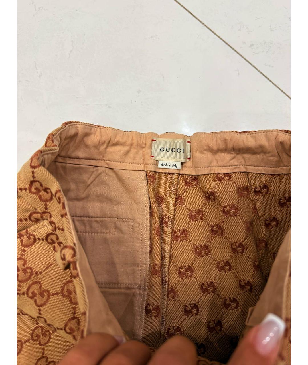 GUCCI Коричневые хлопковые брюки и шорты, фото 3