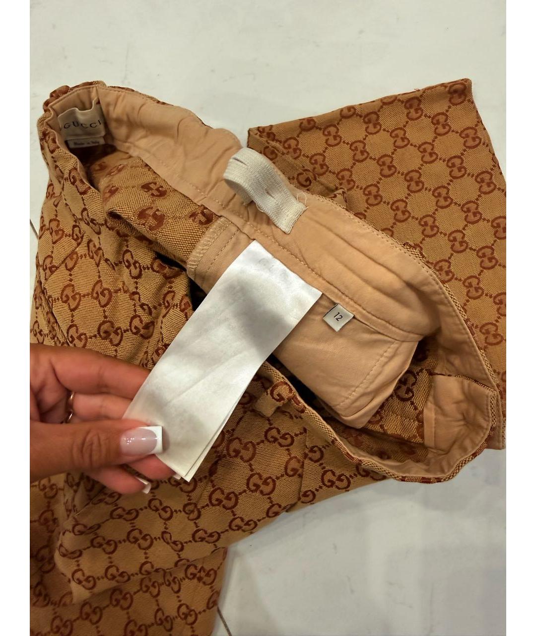 GUCCI Коричневые хлопковые брюки и шорты, фото 4