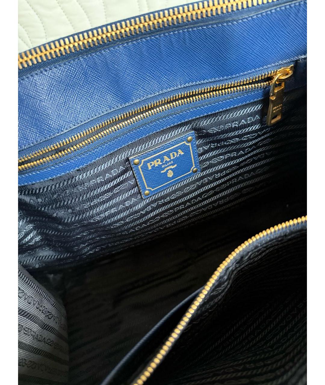 PRADA Темно-синяя кожаная сумка с короткими ручками, фото 4