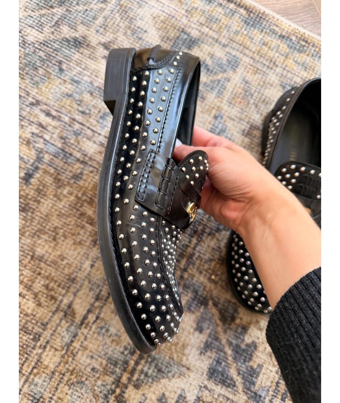 MIU MIU Черные кожаные лоферы, фото 8