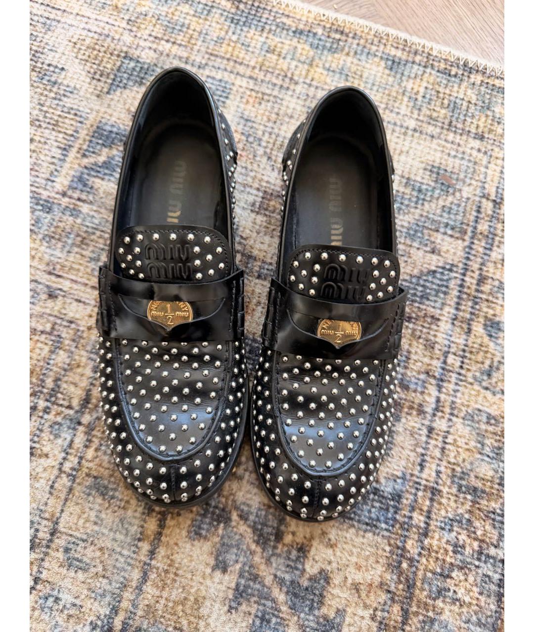 MIU MIU Черные кожаные лоферы, фото 2