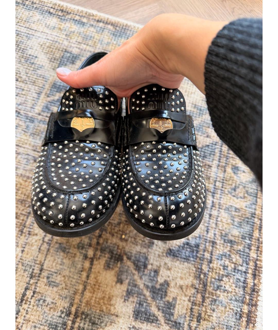MIU MIU Черные кожаные лоферы, фото 3