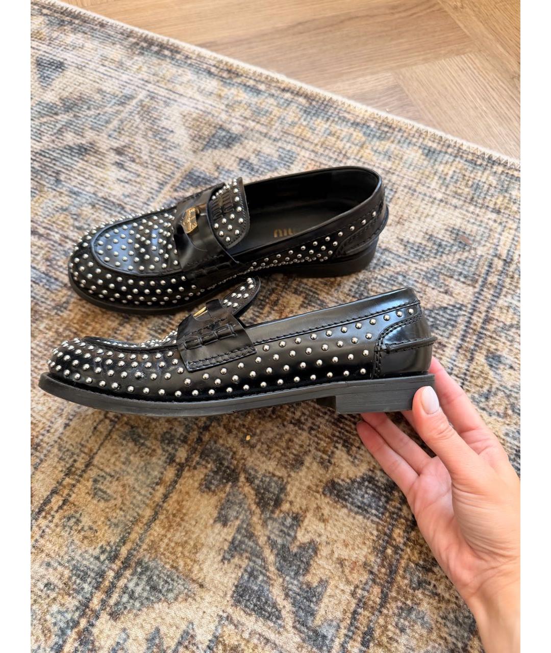 MIU MIU Черные кожаные лоферы, фото 9