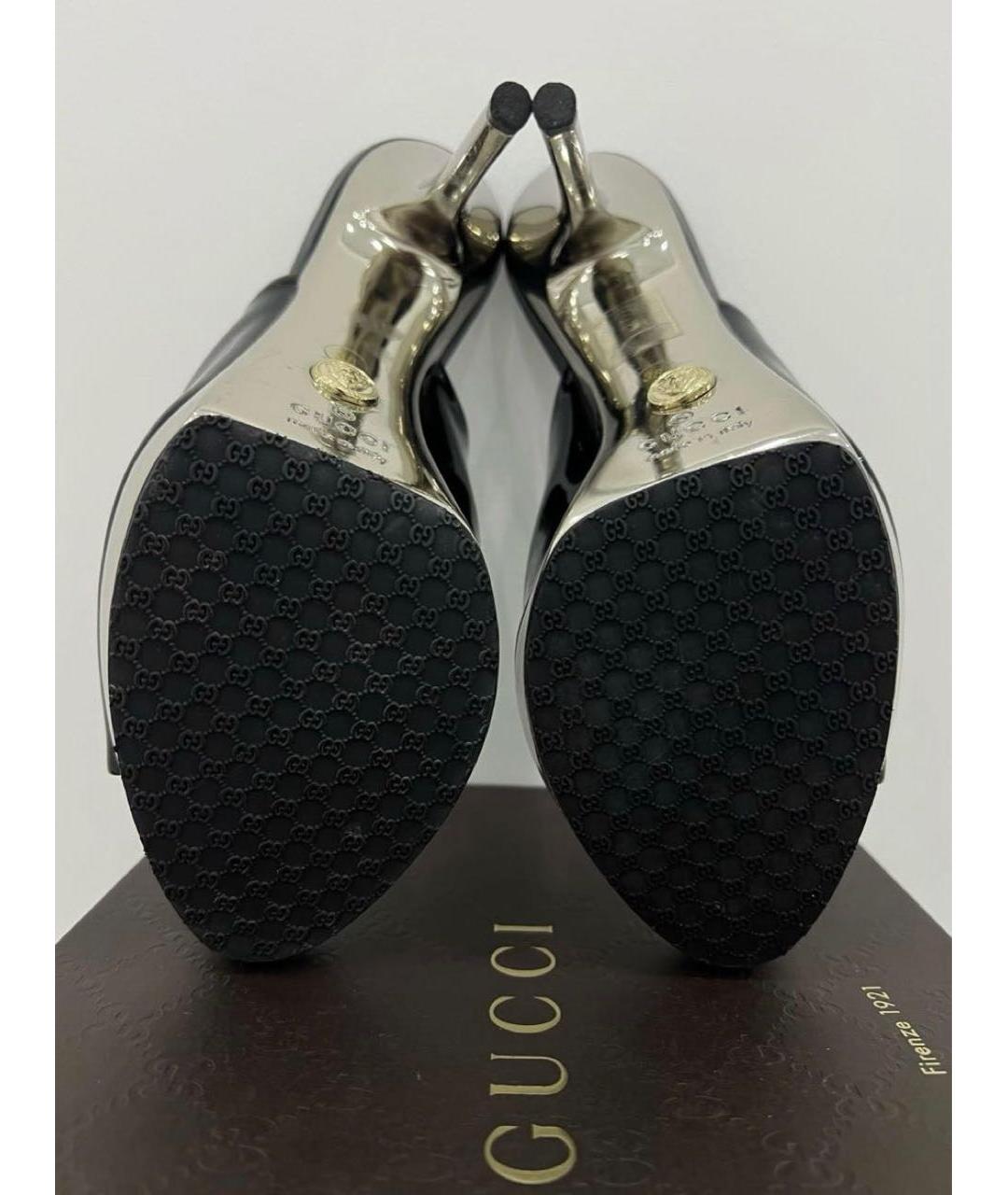 GUCCI Черные мюли из лакированной кожи, фото 6