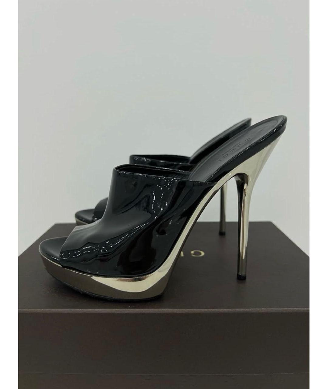 GUCCI Черные мюли из лакированной кожи, фото 4