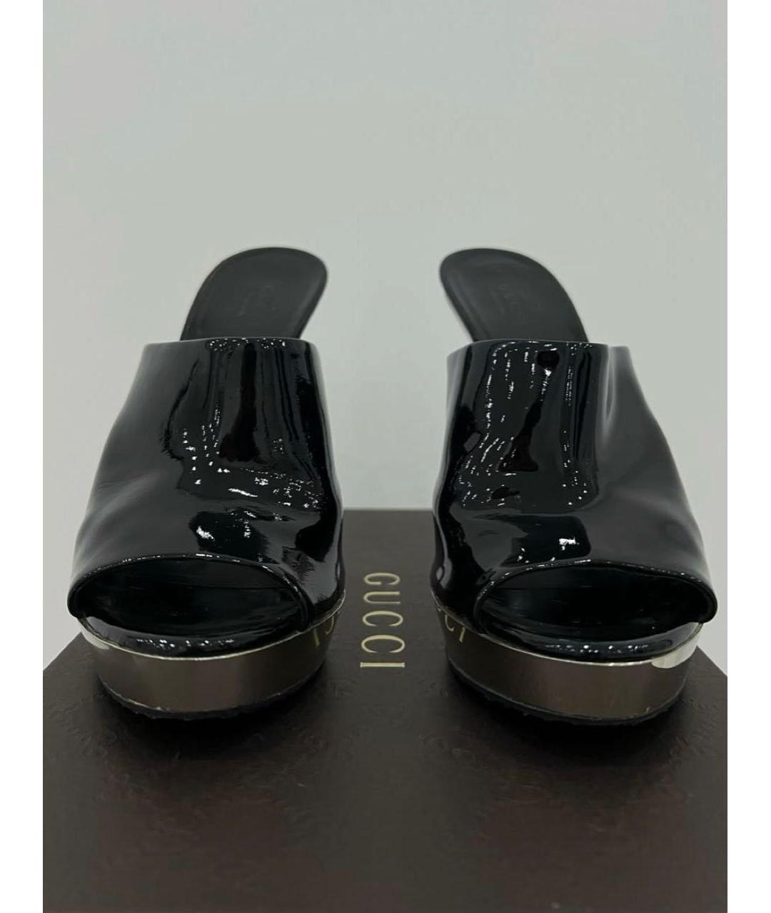 GUCCI Черные мюли из лакированной кожи, фото 3