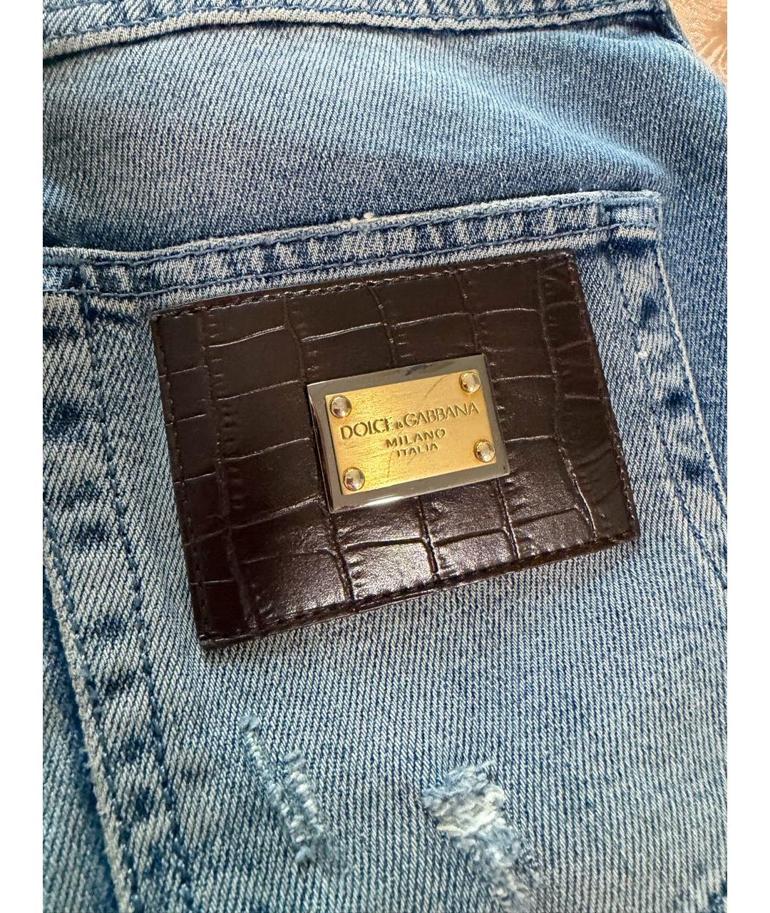 DOLCE&GABBANA Голубые хлопко-эластановые джинсы слим, фото 4