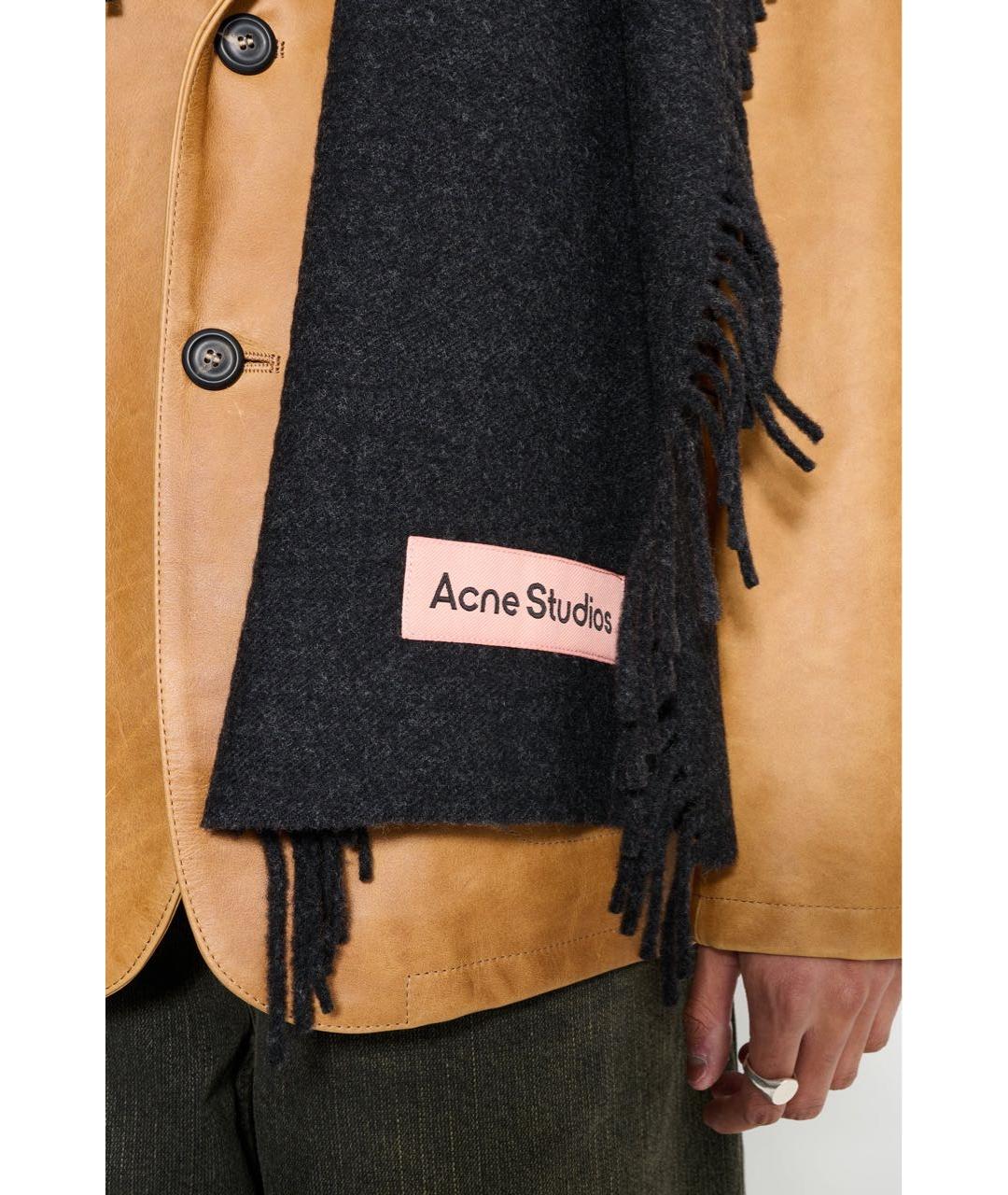 ACNE STUDIOS Черный шерстяной шарф, фото 2