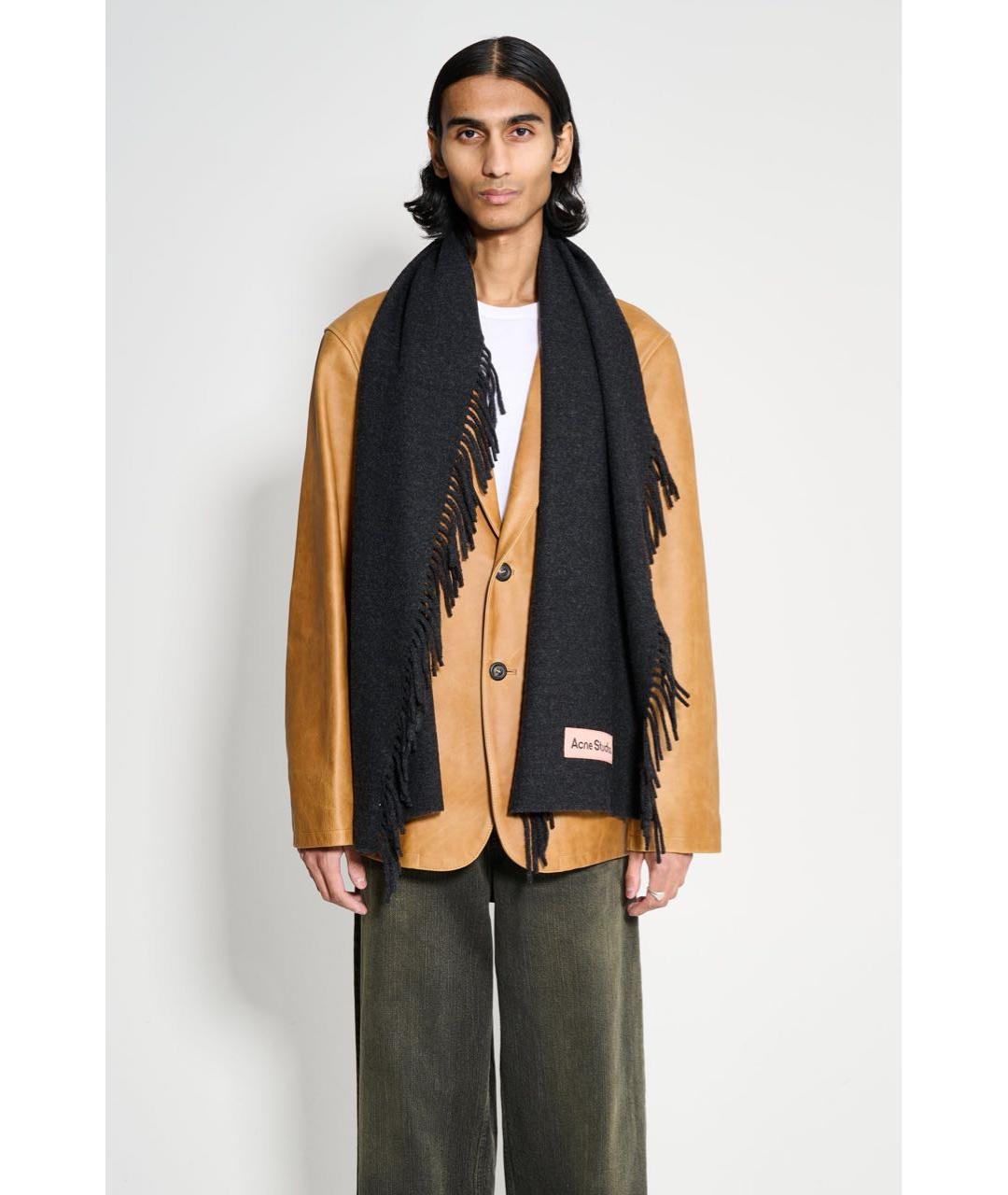 ACNE STUDIOS Черный шерстяной шарф, фото 4