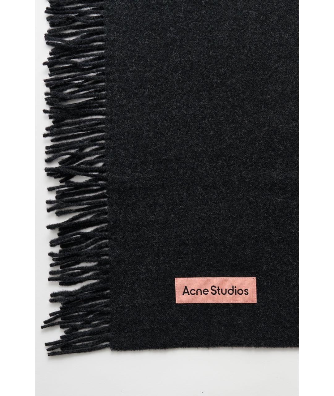 ACNE STUDIOS Черный шерстяной шарф, фото 3