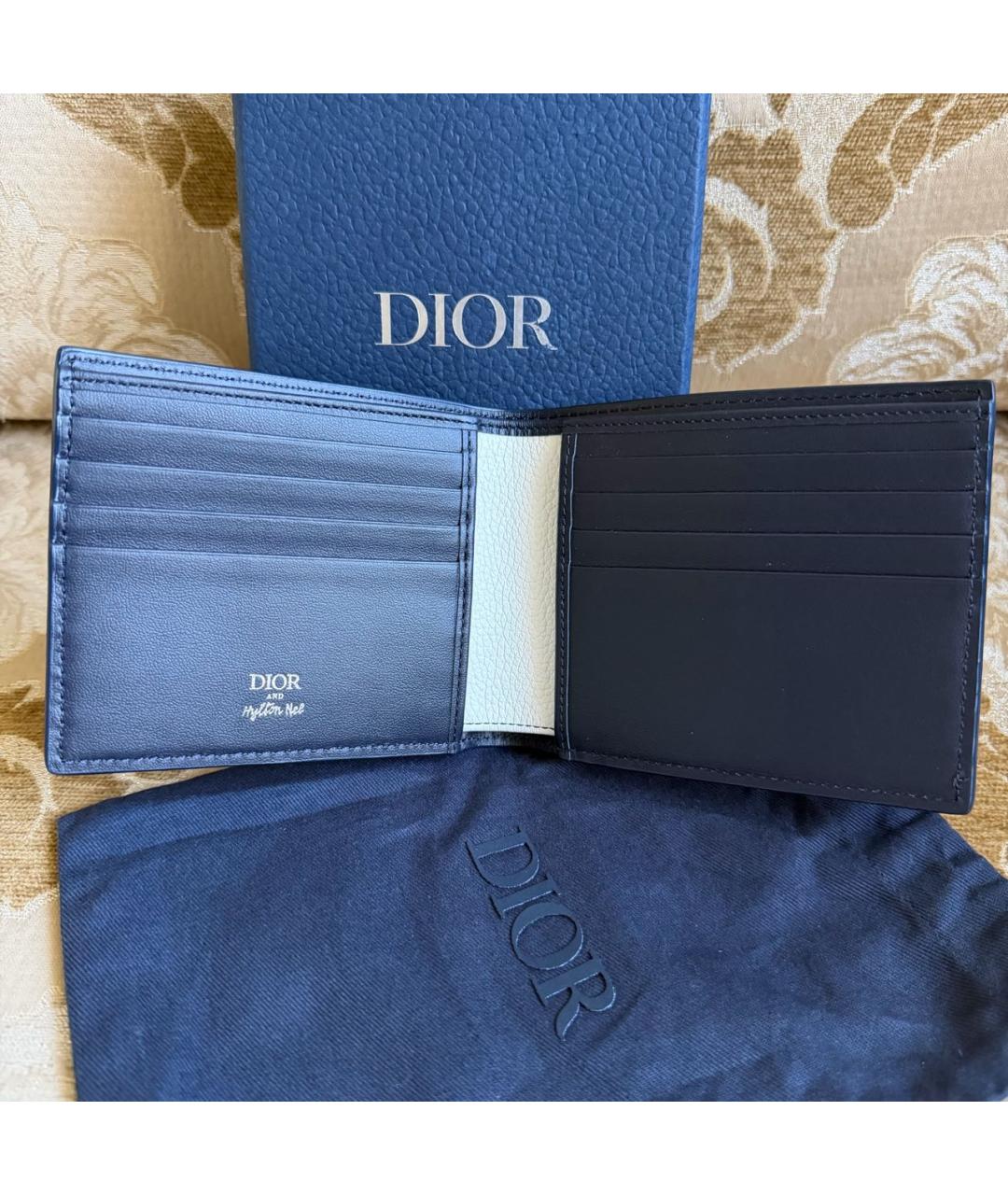 CHRISTIAN DIOR Темно-синий кожаный кошелек, фото 4
