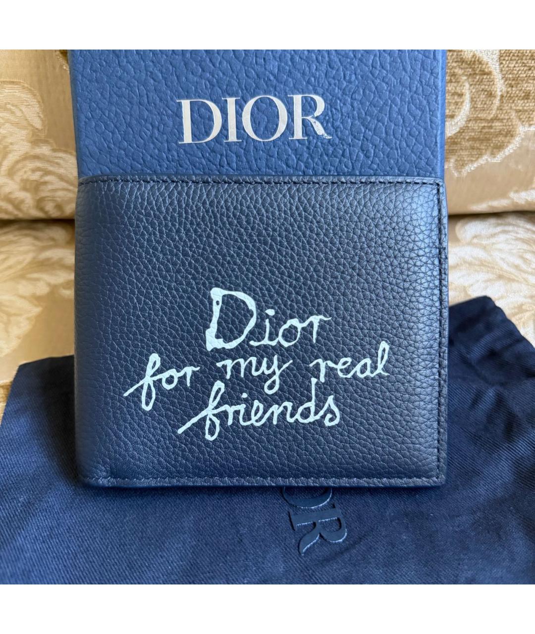 CHRISTIAN DIOR Темно-синий кожаный кошелек, фото 2