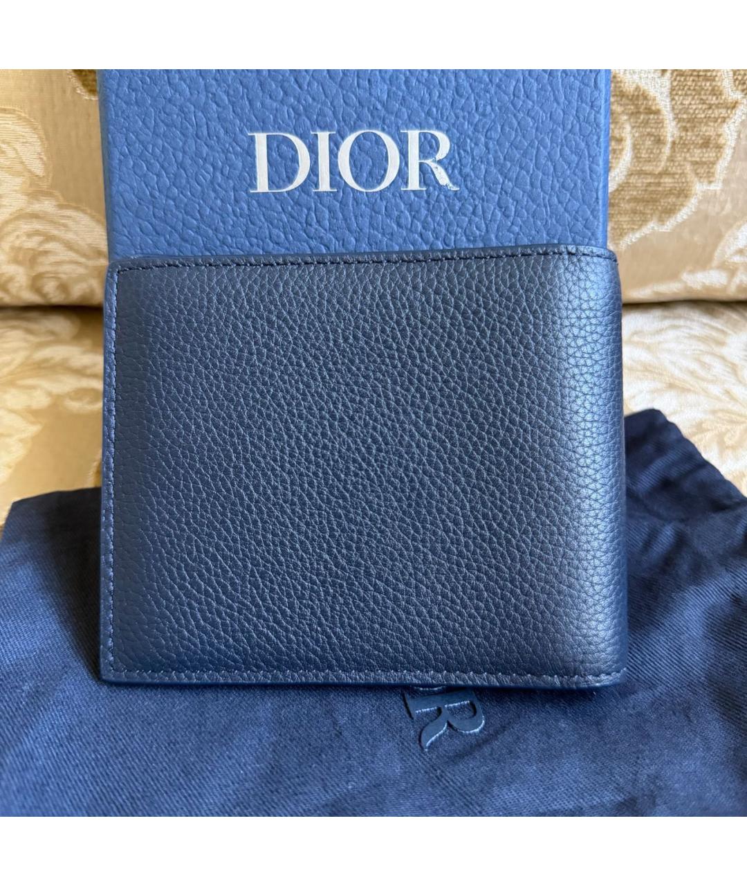 CHRISTIAN DIOR Темно-синий кожаный кошелек, фото 3