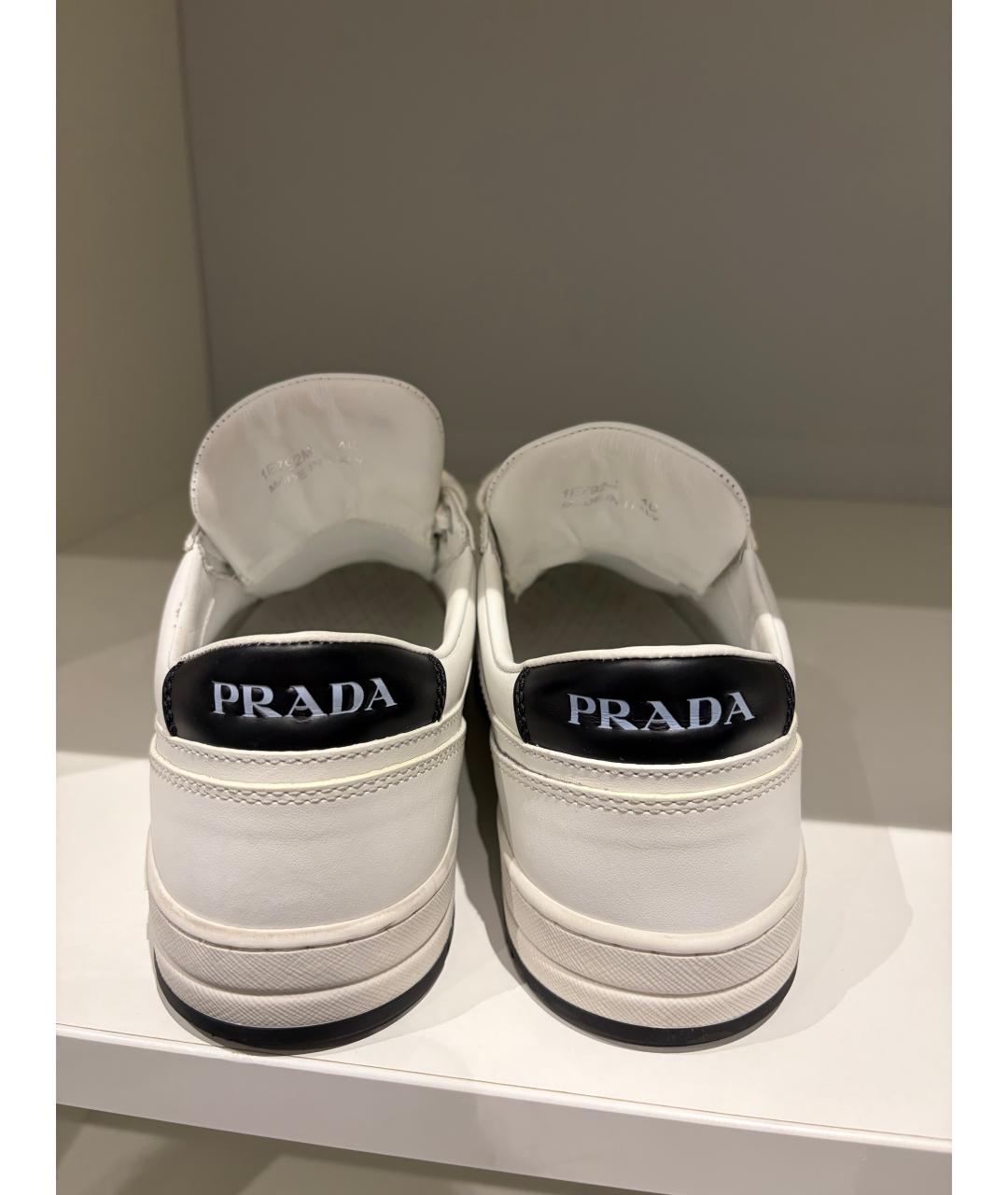 PRADA Белые кожаные кеды, фото 4