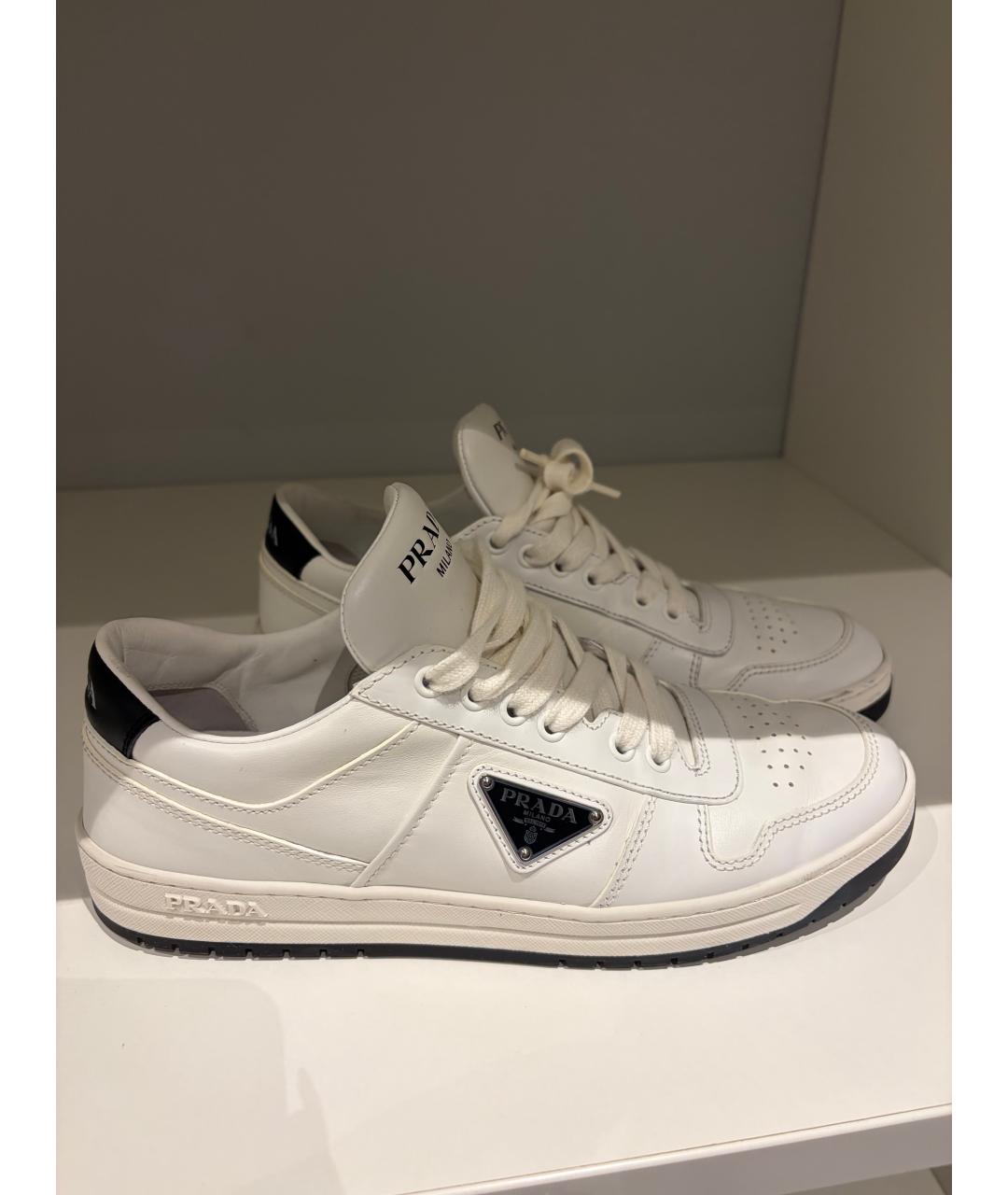 PRADA Белые кожаные кеды, фото 5