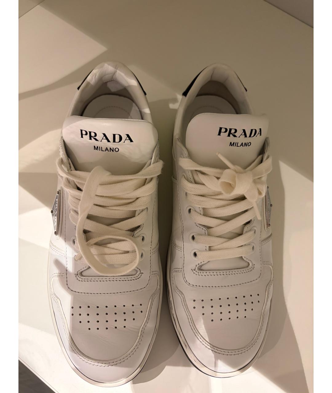 PRADA Белые кожаные кеды, фото 3