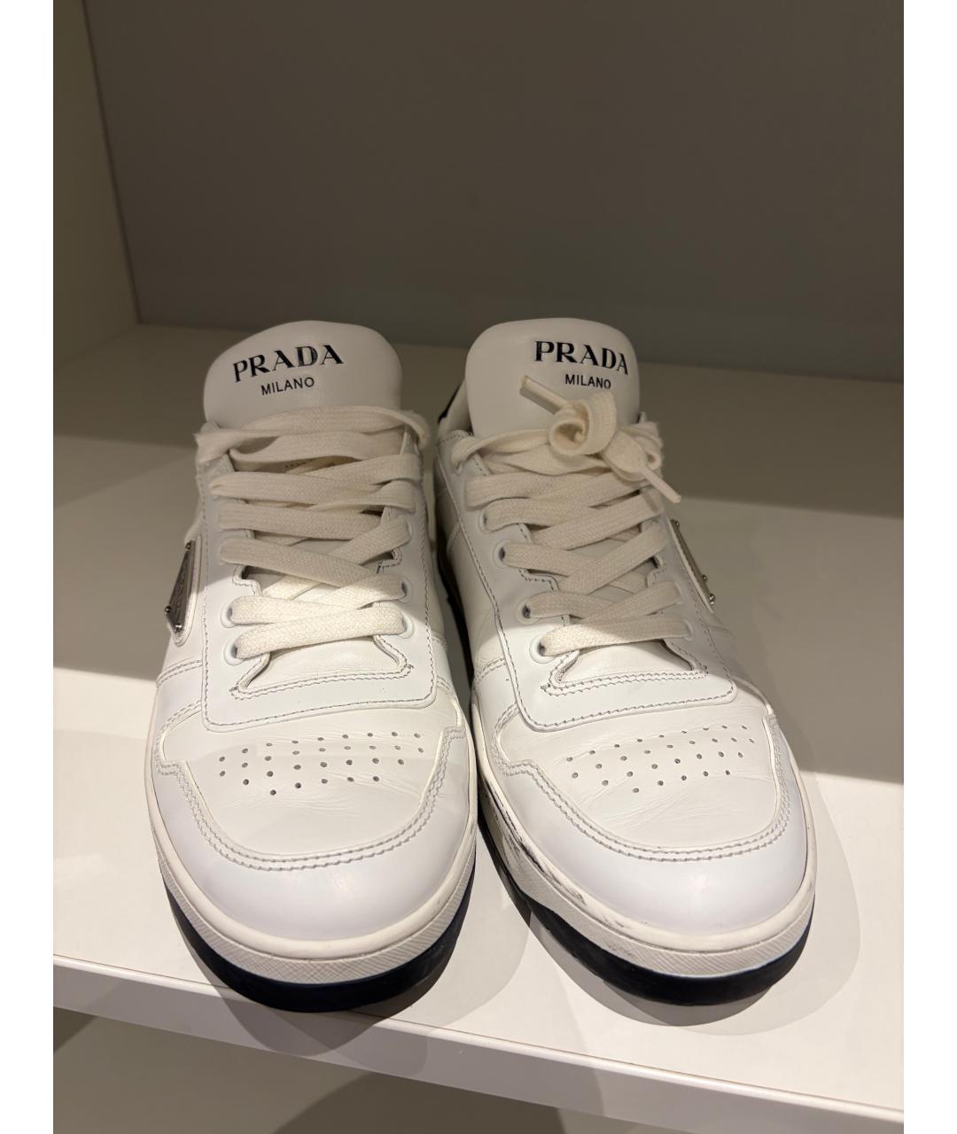 PRADA Белые кожаные кеды, фото 2
