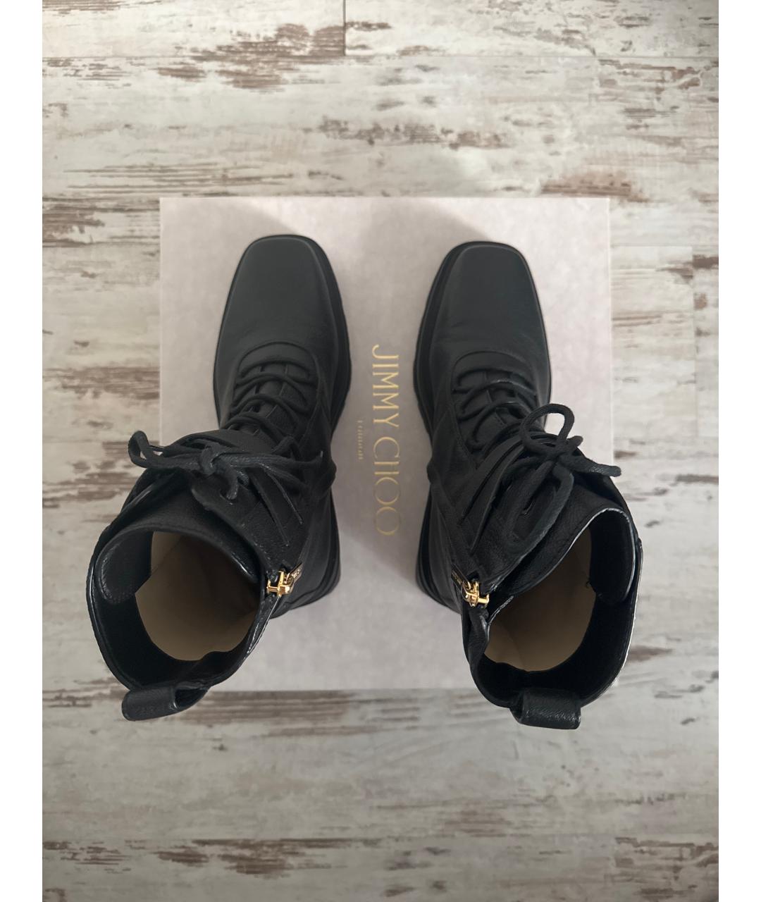 JIMMY CHOO Черные кожаные ботинки, фото 3